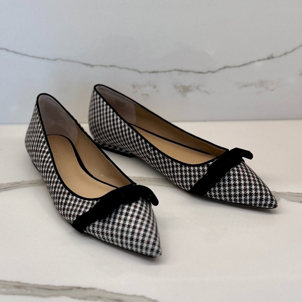 Women's Patricia Houndstooth Velvet Bow Flats, Size 8.5
